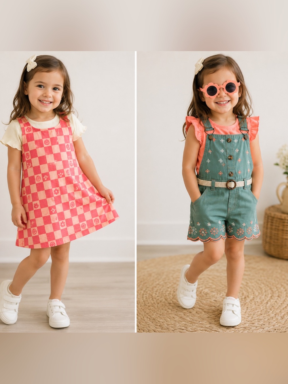 Girls Outfit Set 2pcs Dress & Overalls Floral Summer Size 4T NWT